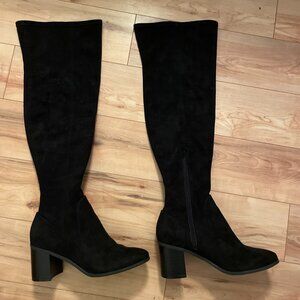 Amelia Grace Women's Knee High Boots Black Faux Suede Size 8.5